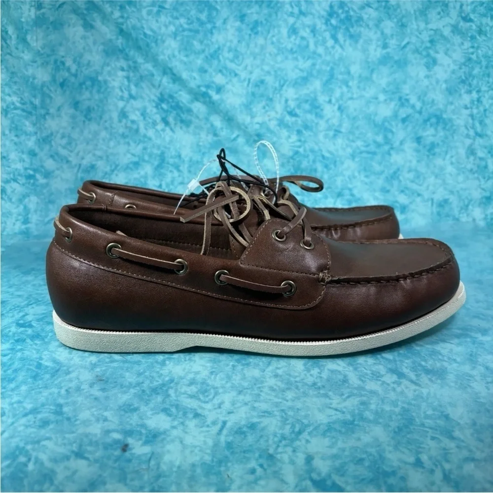 Tommy Hilfiger Brown Faux Brown Leather Boat Shoe Loafers Men’s Size 10